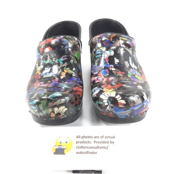 Dansko Casual Floral Slip On Clog Shoe Womens Size 6 36 406530202 Black - Picture 2 of 9